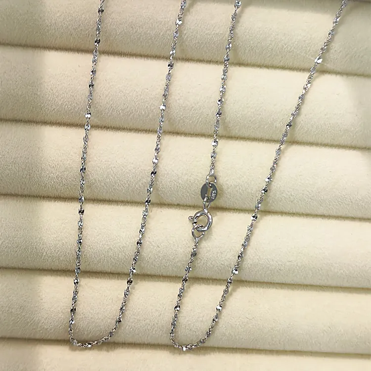 链子925银 满天星爆闪项链素链颈链挂绳简约毛衣链银链子可穿吊坠