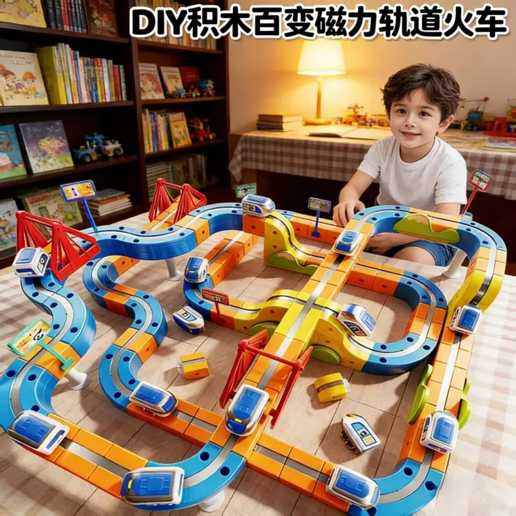 2025新款儿童磁力轨道车反重力拼装积木玩具益智女孩男孩生日礼物