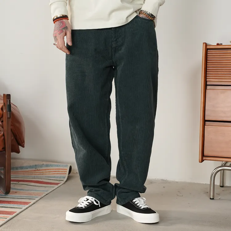 25FW秋季简约复古灯芯绒休闲裤高级感百搭宽松长裤男士通勤