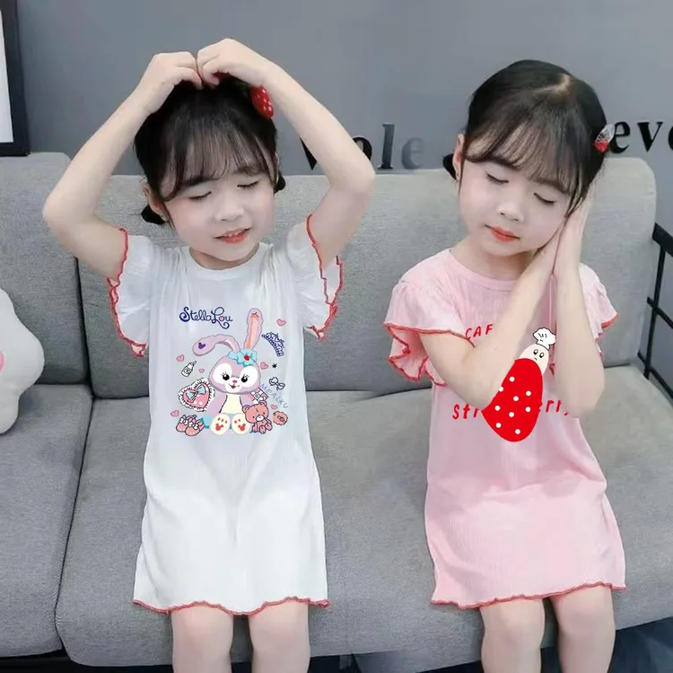 范哲萨女童睡裙夏季薄款冰丝小女孩仙气儿童睡衣公主风家居服宝宝