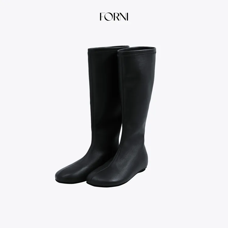 FORNI 伦敦大道 圆头平底防滑橡胶底瘦瘦靴