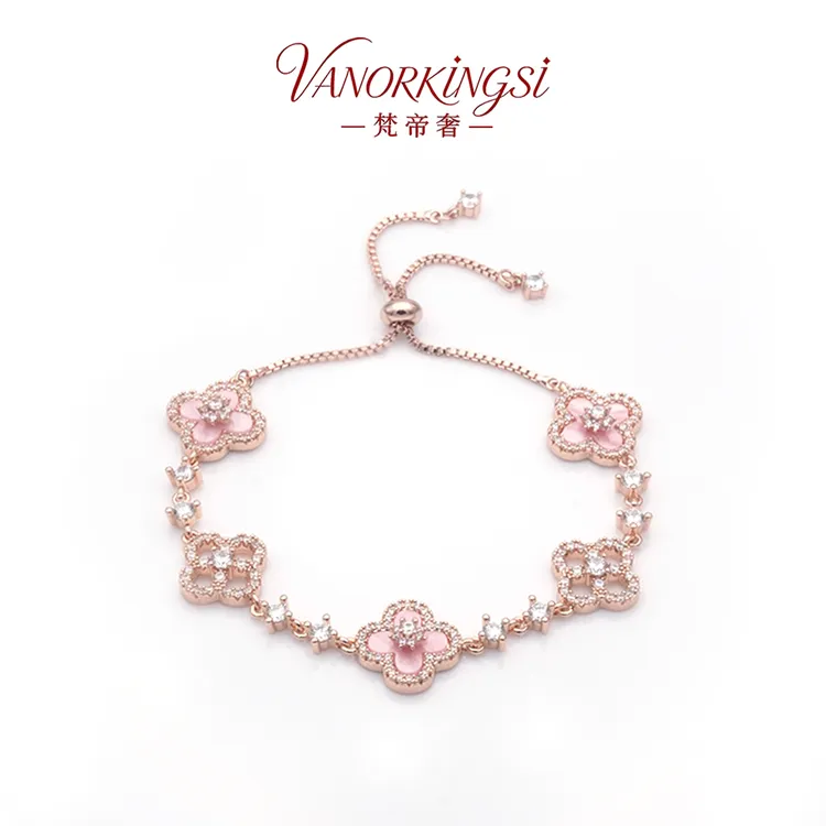 合金手链 粉色小众幸运草手链设计师款轻奢气质手链 | FD032