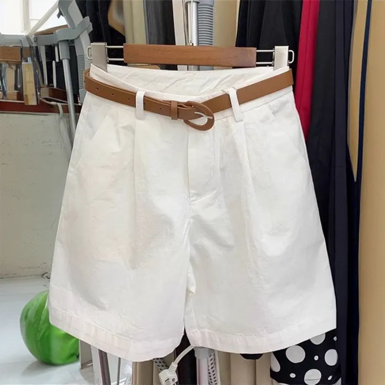 大码女装夏季薄款高腰宽松休闲工装短裤胖妹妹显瘦百搭阔腿五分裤