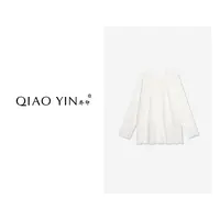 QIAO YIN"小衫“纯色长袖拼接蕾丝百搭打底衫T恤简约时尚QY28317