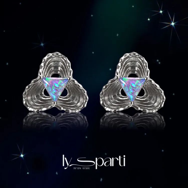 合金锆石耳饰 经纬度折纸立体三角耳饰 原创设计气质时尚复古耳钉