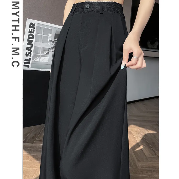 黑色高级感西装裤子女夏季薄款2025新款高腰宽松直筒阔腿裤垂坠感