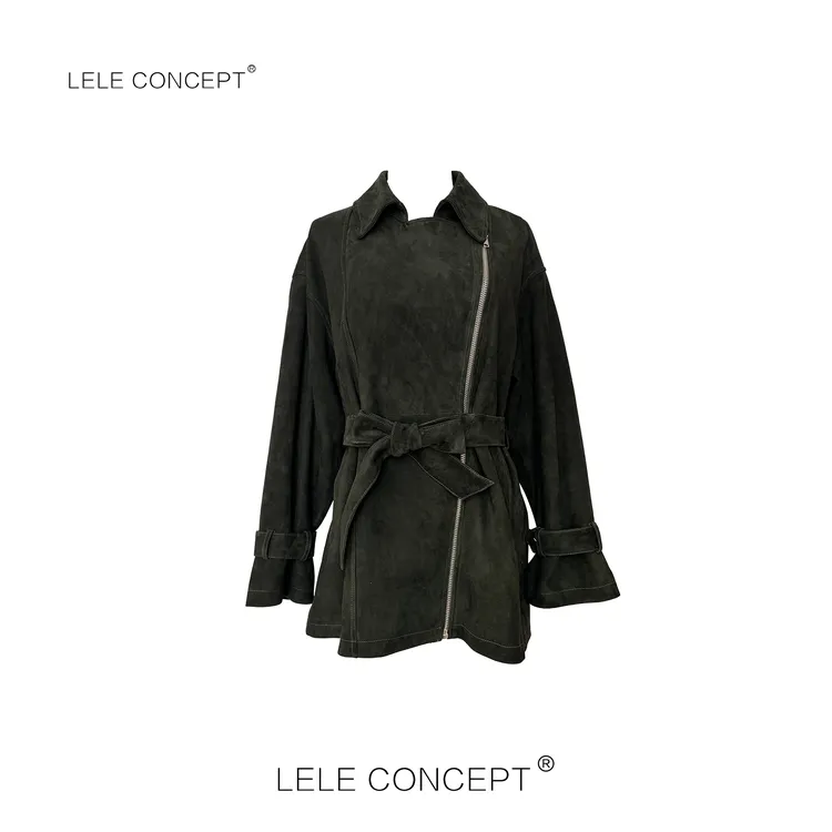 LELE CONCEPT丨「丽」气质时装休闲风侧拉链腰带款皮衣FP25C0057Y