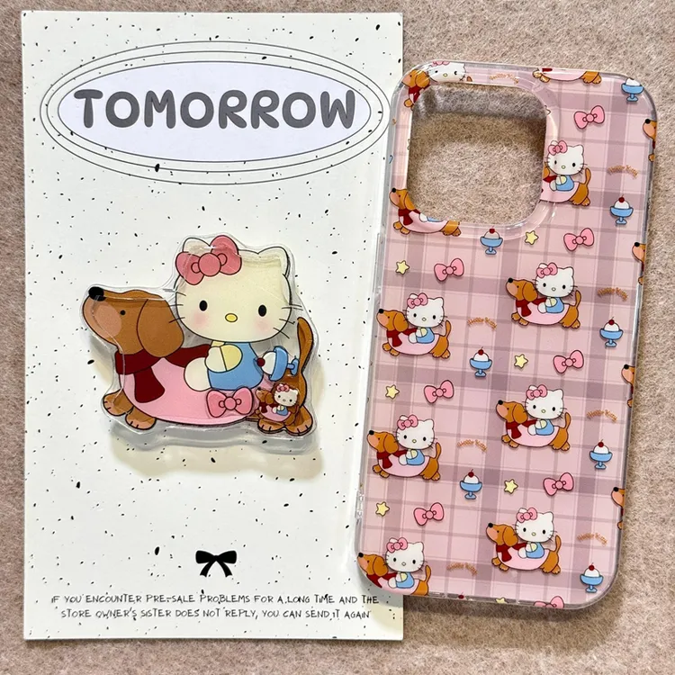 日韩简约KT猫适用苹果iPhone16/15/14promax手机壳手链结华为p60