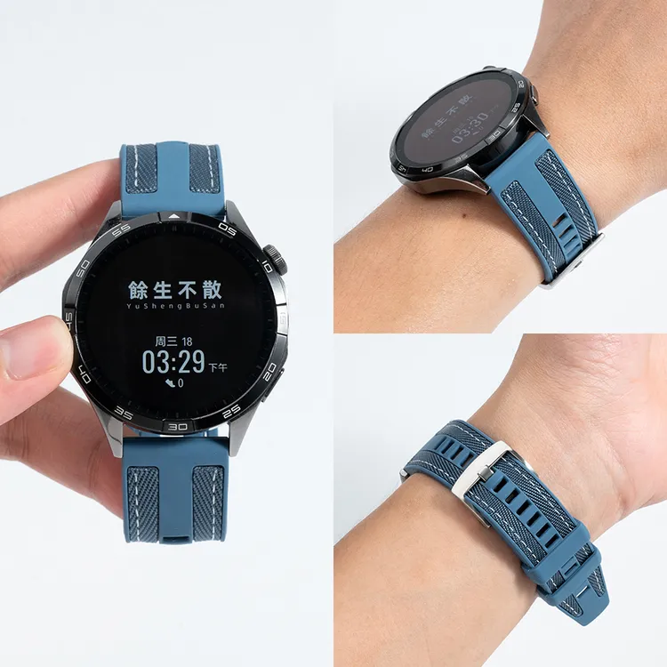 适用华为智能手表watch4pro男女款gt5尼龙硅胶复合表带watch5透气