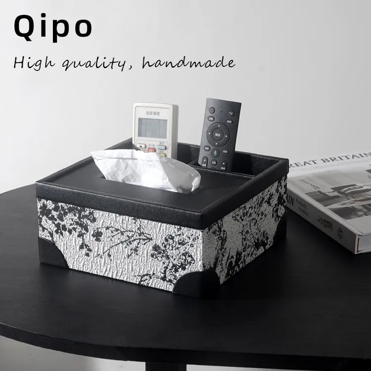【栖珀Qipo】中式国潮风提花布艺纸巾盒摆件中古风多功能遥控器一体