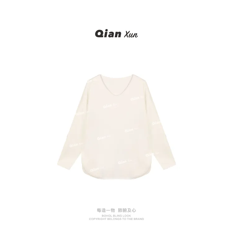 【千寻严选】上衣QXQ5SY7123A秋冬时尚气质百搭打底圆套头宽松长袖