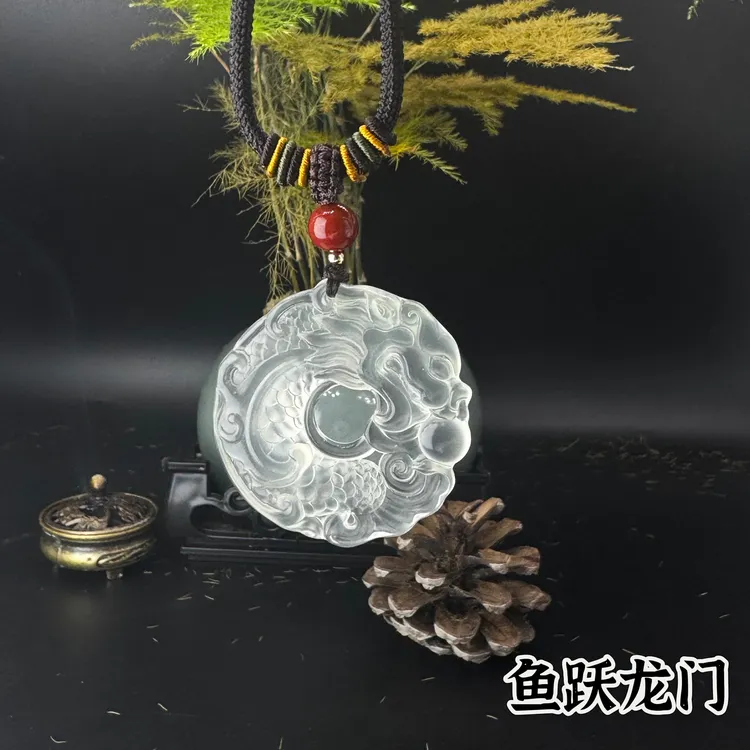 岫玉鱼龙扣高冰龙扣鱼跃龙门扶摇直上中式复古时尚百搭