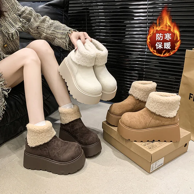 超火小个子增高厚底雪地靴女款冬季加绒加厚百搭休闲时尚东北棉靴