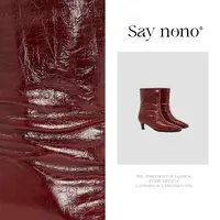 Say  nono  气质法式中跟方头褶皱油蜡质感百搭通勤时装靴4.5cm
