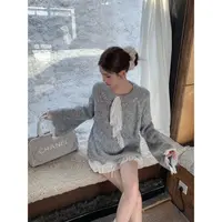 【赵小小&爱尔兰初雪】9272 自留款推荐蕾丝拼接系带针织毛衣高级感