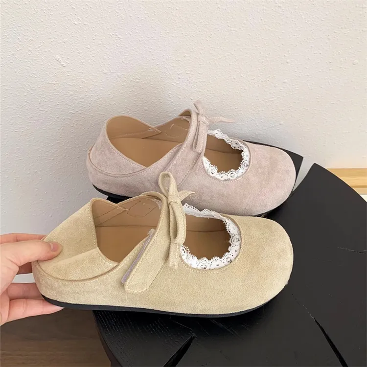 简约小众ins潮甜美蝴蝶结魔术贴单鞋2025新款踩脚两穿设计勃肯鞋