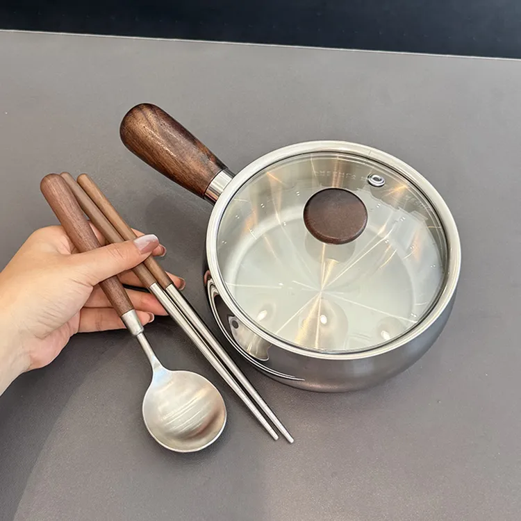 316L无涂层不锈钢宝宝辅食锅小奶锅家用可爱一人食早餐热奶锅小锅