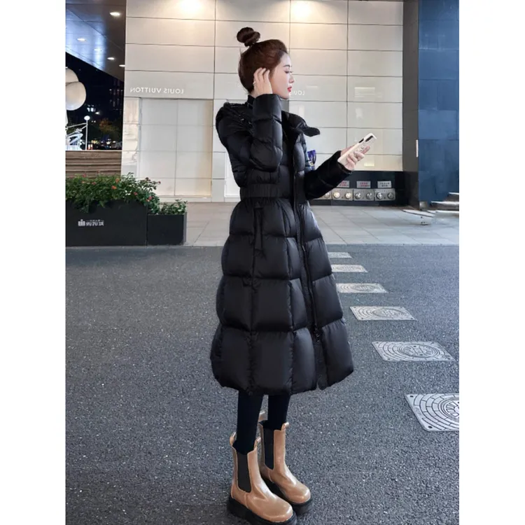 羽绒服女修身长款2025冬季新款收腰显瘦女式加厚收腰过膝羽绒服