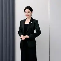 2025网红秋季一粒扣印花青果领长袖女西装名媛气质百搭修身显瘦