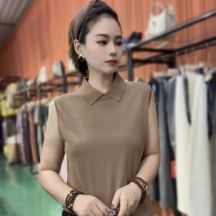 POLO领半高领超显瘦纯色衫针织常规打底衫