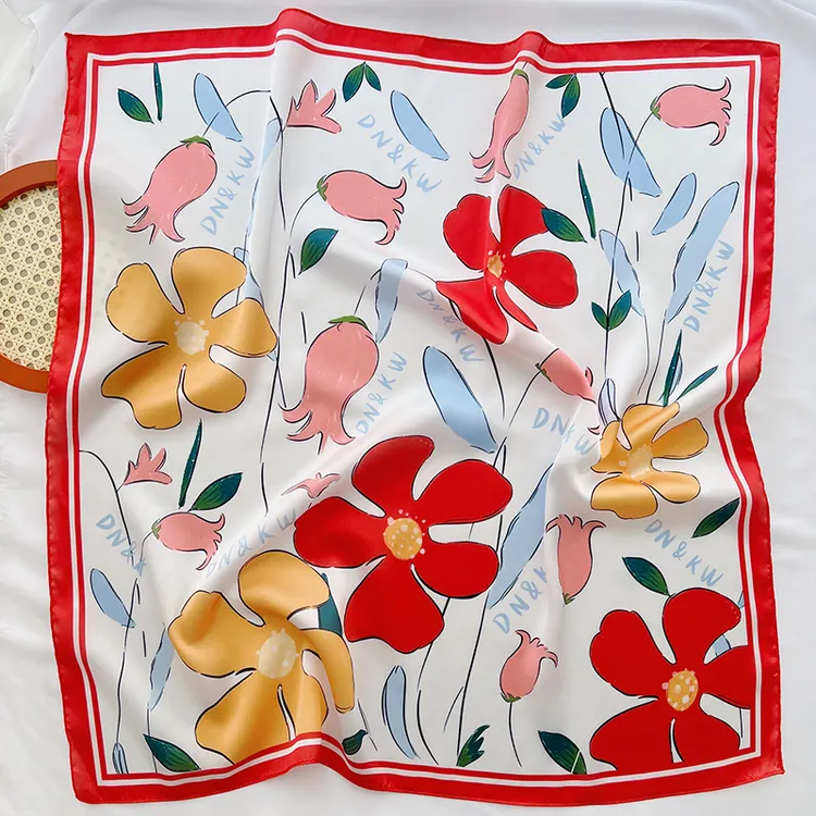 英国CospKosp 红色系法式小丝巾女士温柔气质花朵小方巾出游百搭