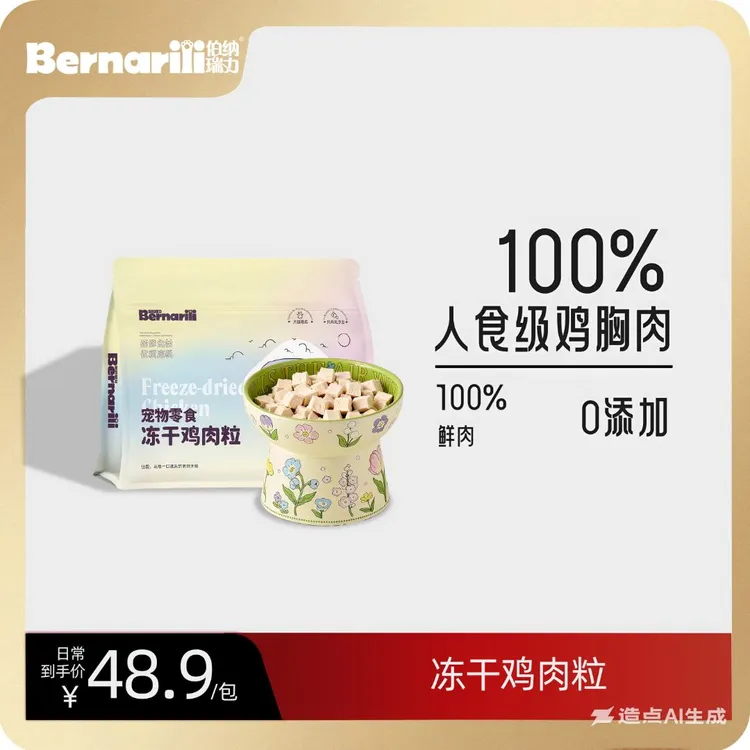 伯纳瑞力冻干鸡肉粒冻干鸡胸肉猫狗宠物零食高蛋白营养好吸收增肥
