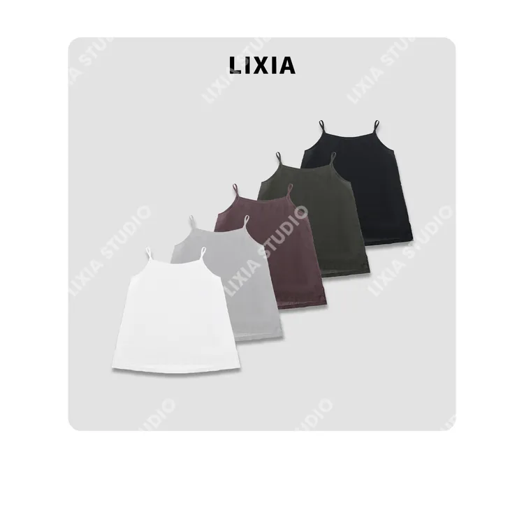 LIXIA【舒心】时尚简约100苎麻薄款宽松舒适打底背心吊带-D8772