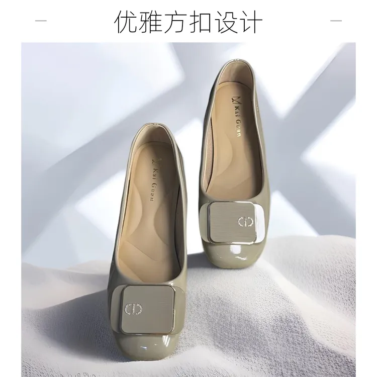 舒适新款极简风浅口软底单鞋2-3厘米鞋跟女士百搭小单鞋