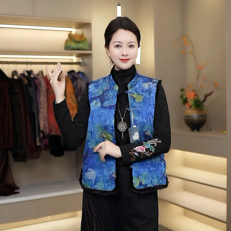 新中式国风马甲双面双穿复古马夹民族风新款秋冬宋锦提花上衣女装