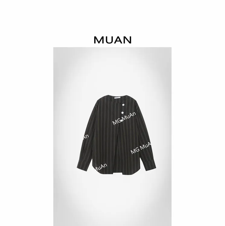 木岸MUAN:《泰晤士衬衫》定制三宅100棉条纹高级衬衫上衣女DS-9056