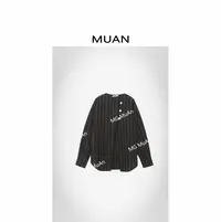 木岸MUAN:《泰晤士衬衫》定制三宅100棉条纹高级衬衫上衣女DS-9056
