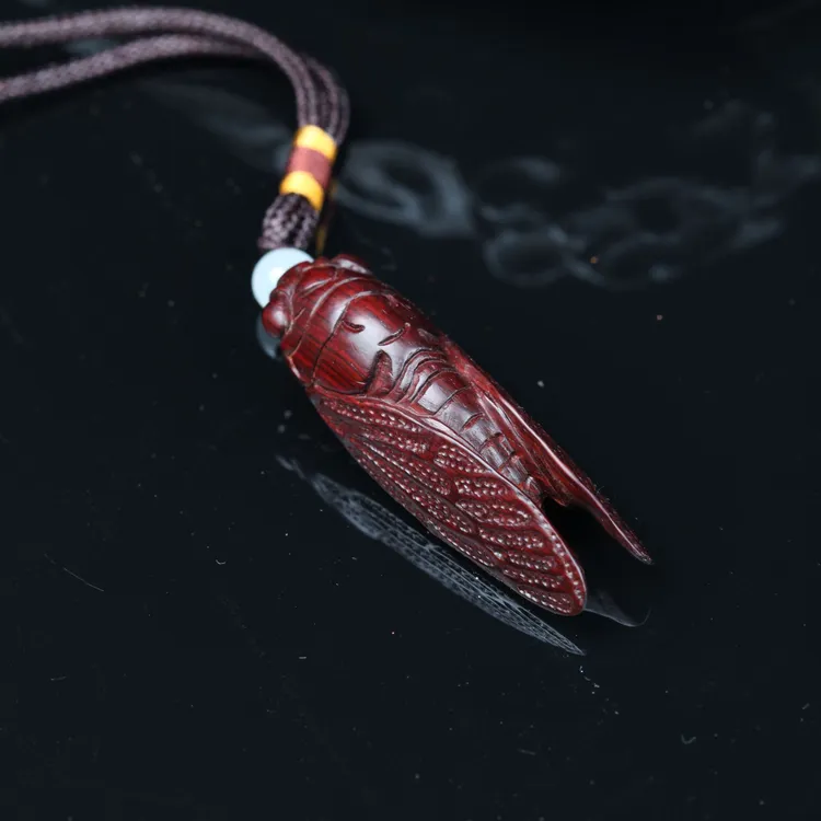 印度小叶紫檀一鸣惊人蝉知了挂件吊坠把件钥匙扣配饰雕刻件寓意