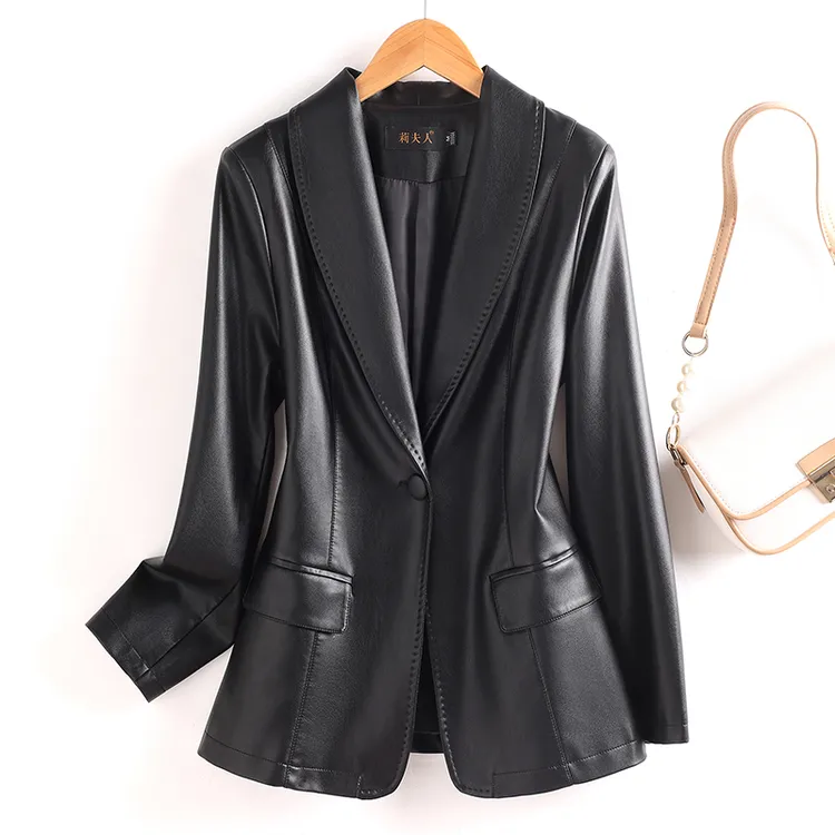 海宁真皮皮衣女2025新款宽松显瘦绵羊皮气质减龄短款小西服外套