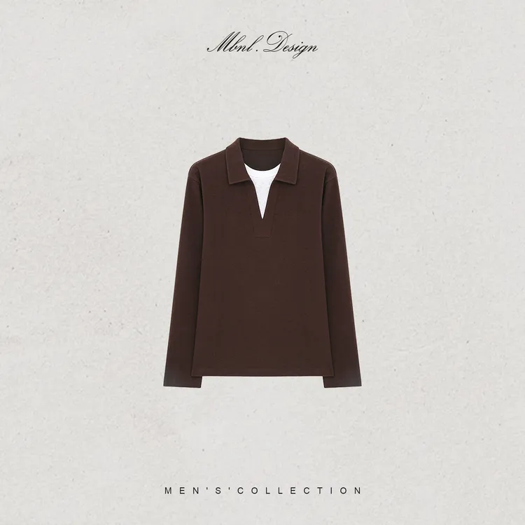 MBNL-F「PreppyStyle」秦磊男装剪刀领假两件羊毛混纺T恤LL-SSY1157