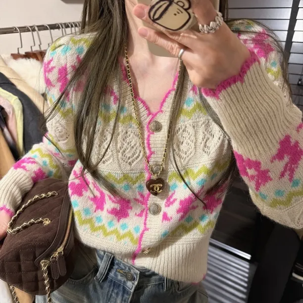 【思含】冬款彩绘花边针织毛衣