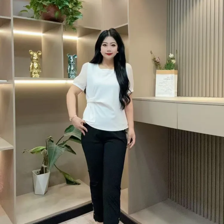 夏季半袖-酷 3518时尚潮流气质设计收腰显瘦款胖MM大码女装新款