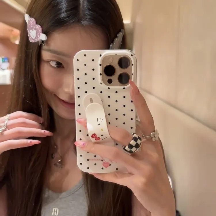 适用卡通凯蒂猫创可贴苹果16/15pro支架手机壳华为oppovivo小米