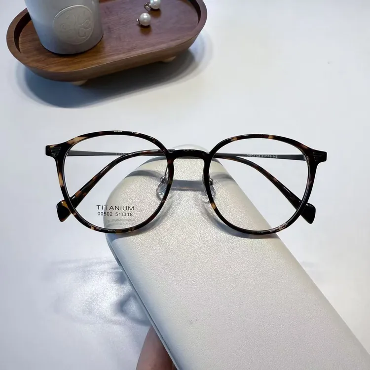 海的潮 头包脸眼镜 纯钛 甜蜜乳咖 轻盈可配镜度数显脸小日系学院