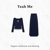 Yeah Me/也觅【华尔校园】早秋新品学院风慵懒感百搭连衣裙套装女