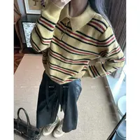 PCNY「圣日耳曼」不理理秋季新款小众女装时尚条纹长袖针织POLO衫