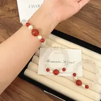 X1294[ 真心]白幽灵红玛瑙手链高端轻奢手串多样性发一