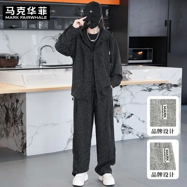 MARK FAIRWHALE/马克华菲2025春季新款百搭连帽休闲男士套装男装