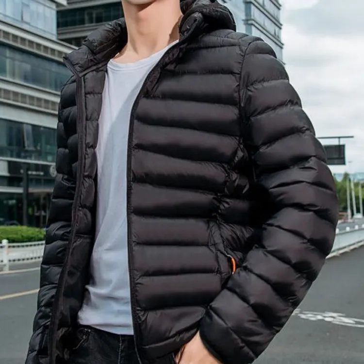 男士轻便保暖棉衣帽子可拆卸大码纯色