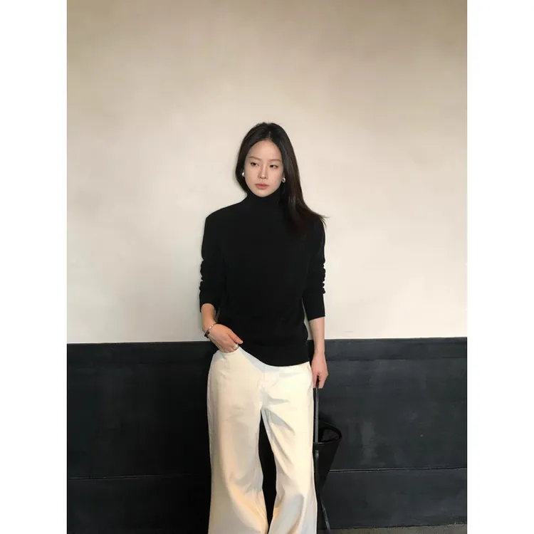 ZHONG HE · 25冬新绵羊毛保暖舒适高领毛衣内搭打底针织衫女