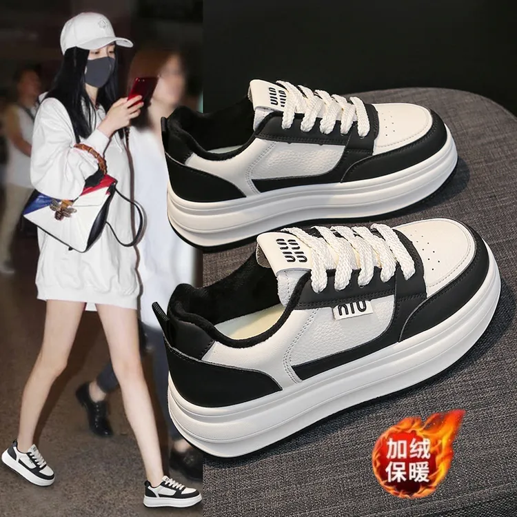 厚底增高小白鞋女2025秋新款百搭休闲运动板鞋小个子松糕鞋