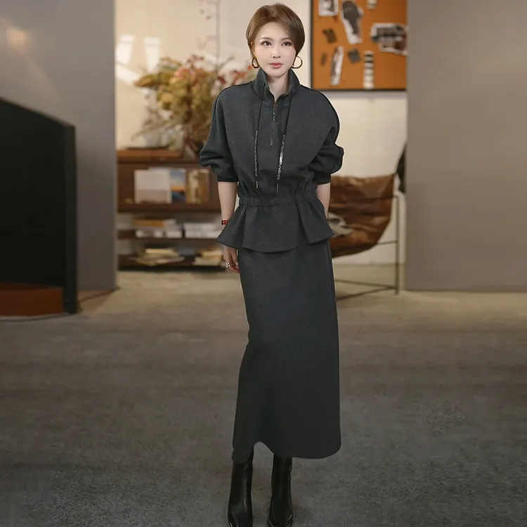 溶溶【烟序星漫】RONGRONG 羊毛醋酸莱赛尔暖绒里休闲套装2518H711