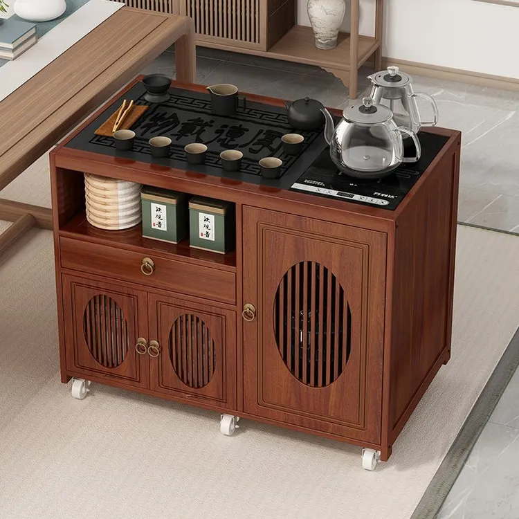 移动茶台小茶桌家用新中式茶车阳台茶几边几客厅烧水壶一体茶水柜