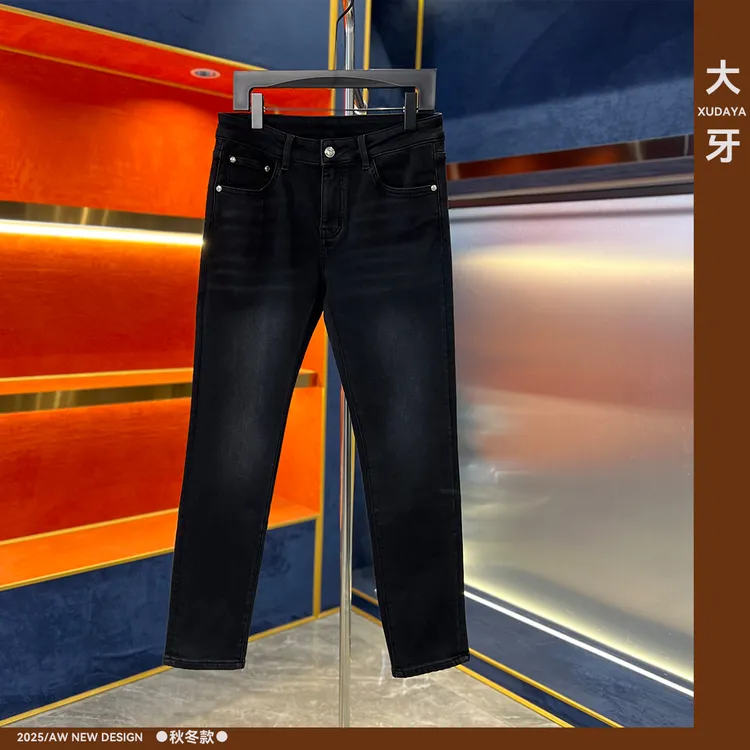 【大牙】8219#深灰色牛仔裤男2025秋冬男经典时尚弹力修身小直筒