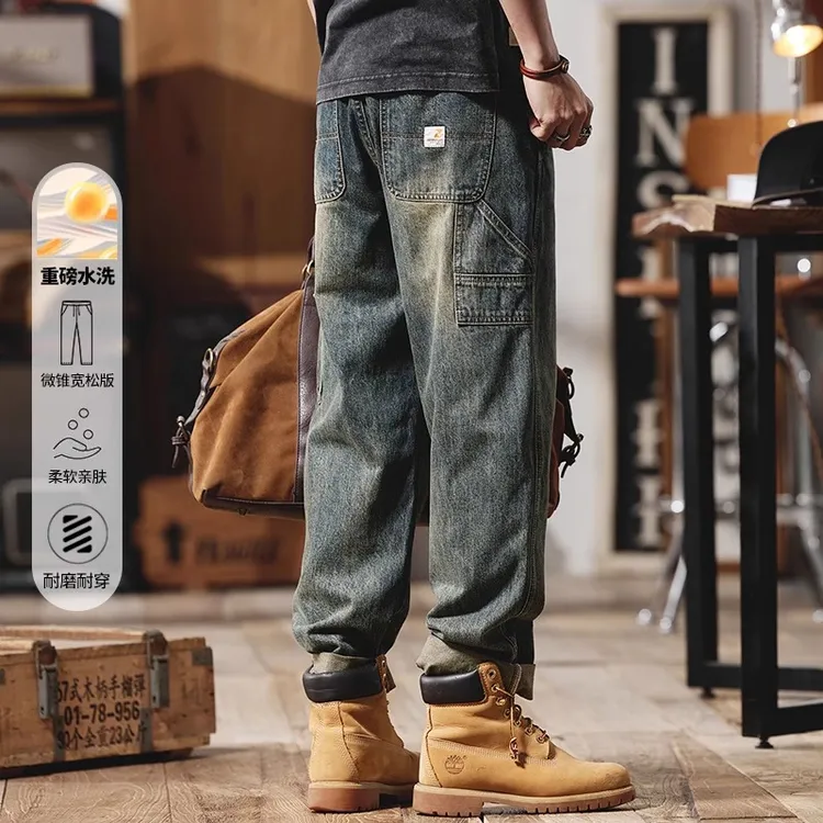 赞士春夏新款男装宽松牛仔裤男士潮牌美式阿美咔叽男款休闲亲肤
