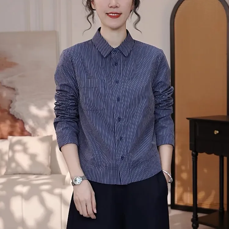 法式格子长袖衬衫女士秋冬高级感宽松显瘦内搭加绒保暖打底衫上衣